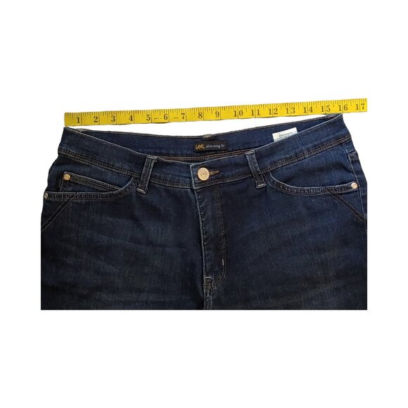 Lee Slimming Fit Cropped Jeans Women's Size 14 Medium Dark Wash Mid Rise Stretch - Picture 6 of 9